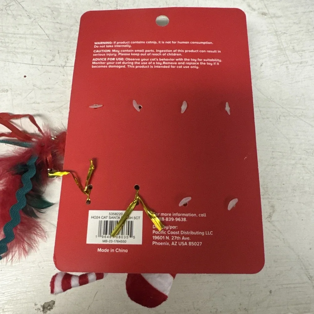 Merry & Bright 5 Pack Catnip Cat Toys‎ Fuzzy Feather Teaser Spring Coil Kicker
